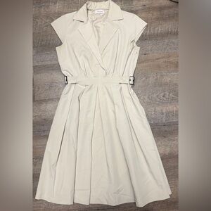Calvin Klein Cream Midi Dress with Belt